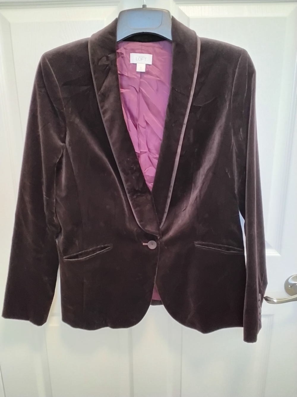 LOFT Women's Deep Wine/off Black Velvet Blazer SIZE 12
